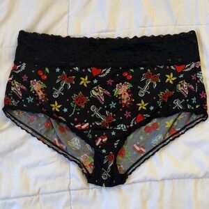 torrid Black Lace Hipster with Colorful Tattoo Motif